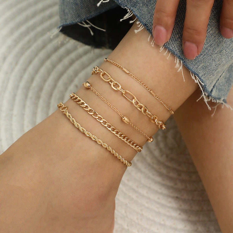 Simple Metal Chain Anklet Set
