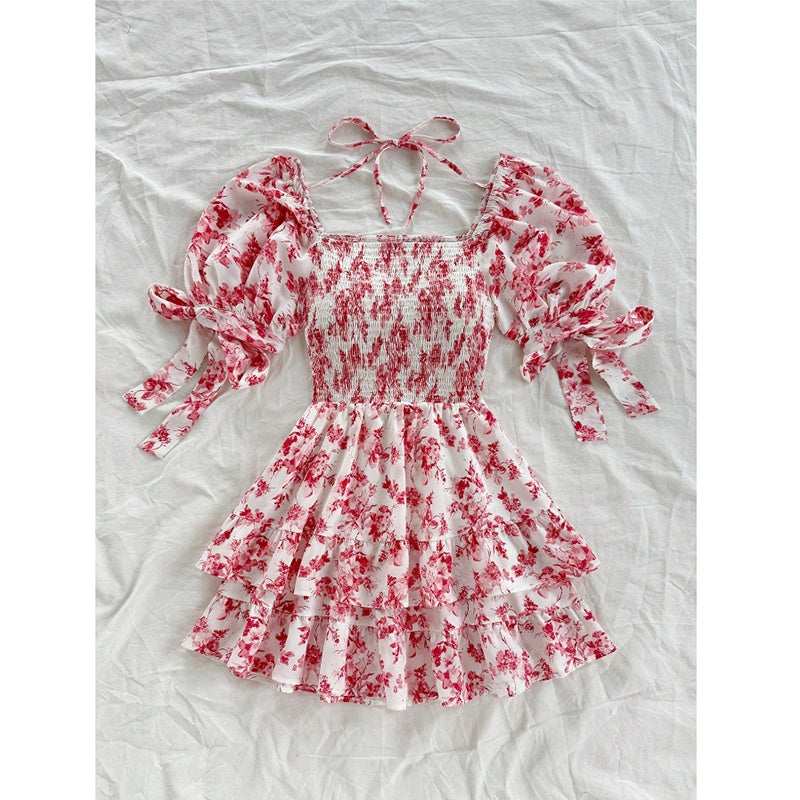 Boho Floral Smocked Mini Dress.