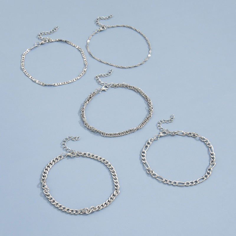 Simple Metal Chain Anklet Set