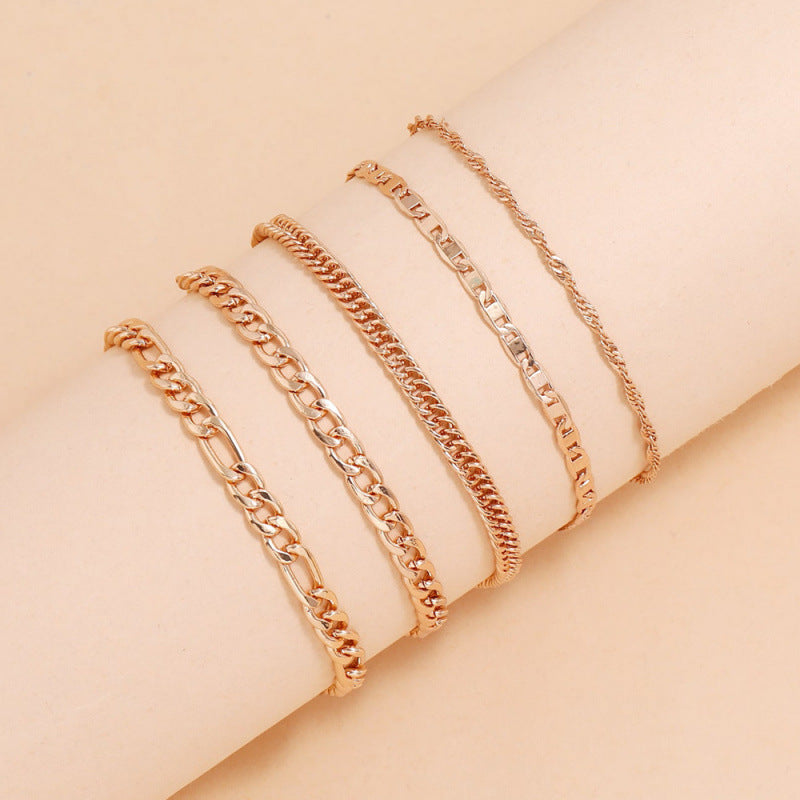 Simple Metal Chain Anklet Set
