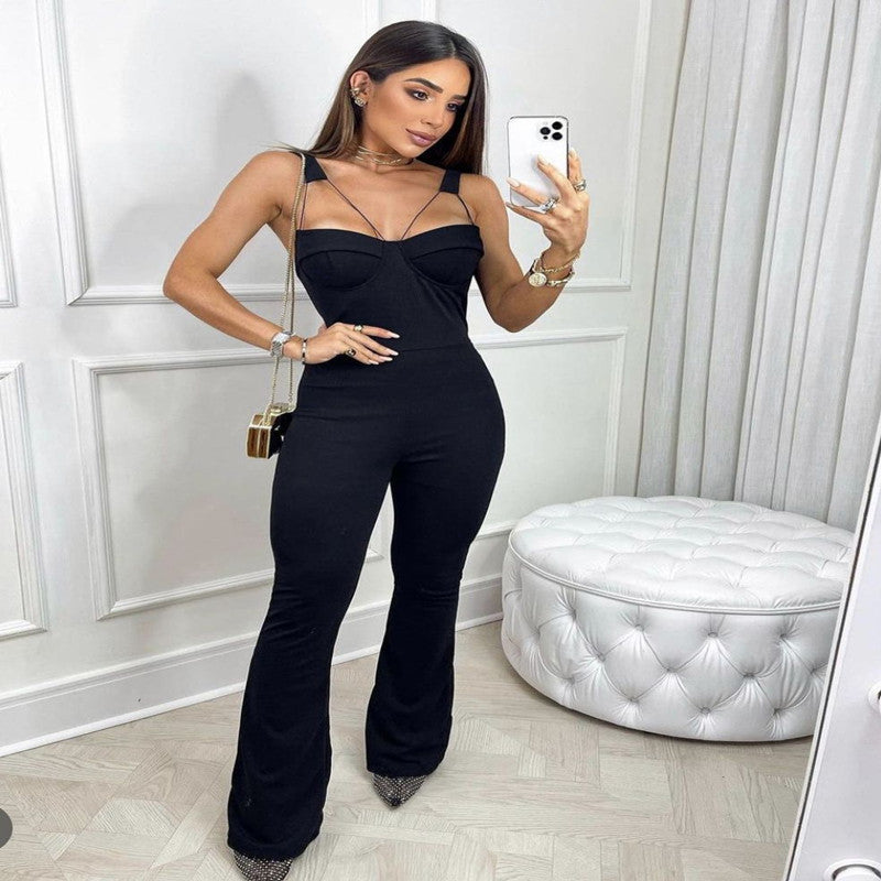 Sexy Bandage Backless Jumpsuit.