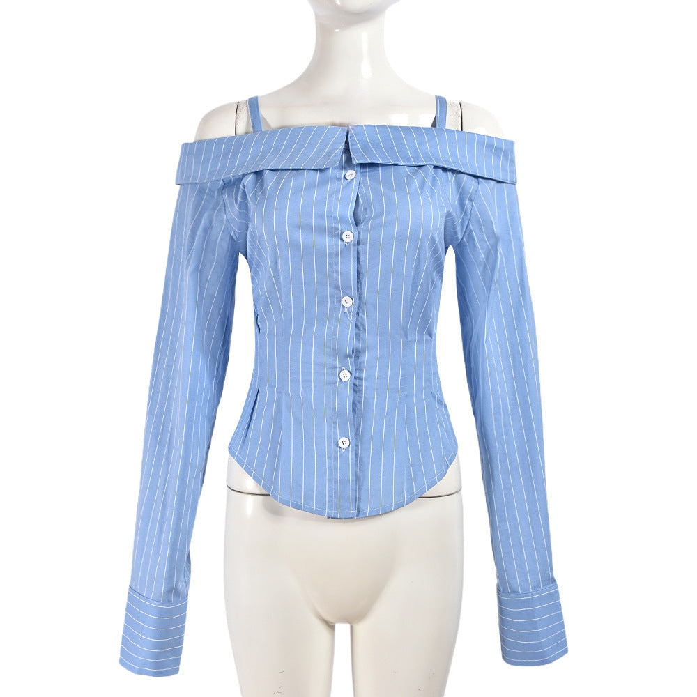 Off-the-Shoulder Long Sleeve Shirt