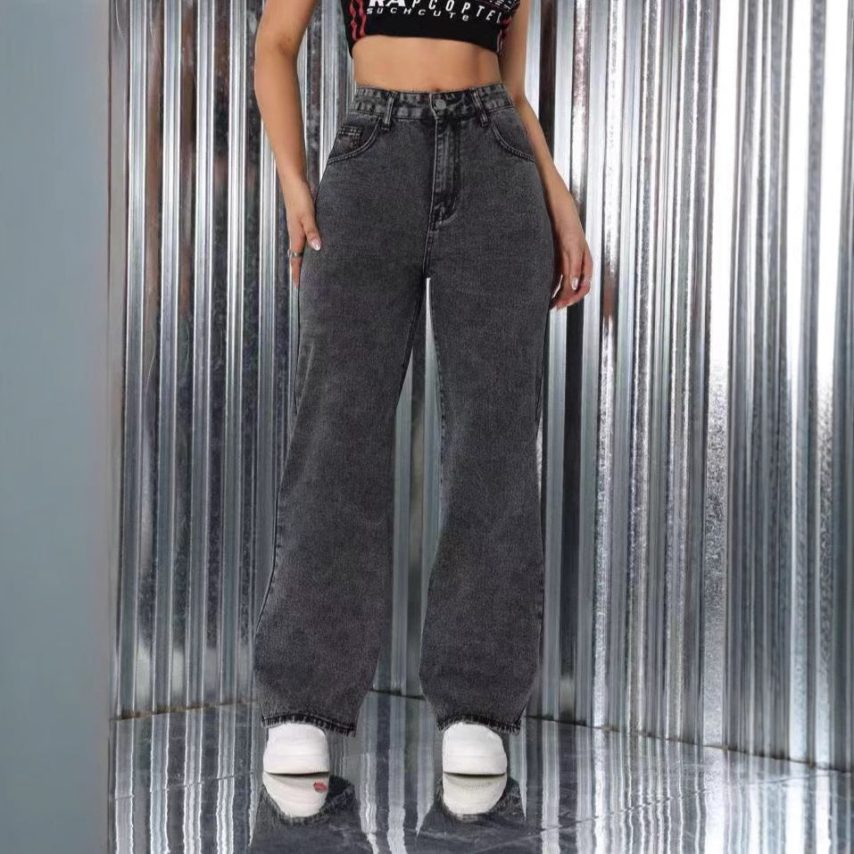 High Waist Embroidered Jeans
