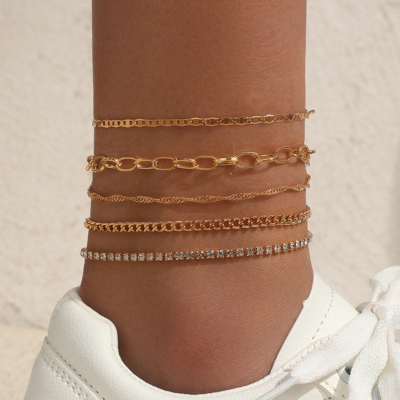 Simple Metal Chain Anklet Set