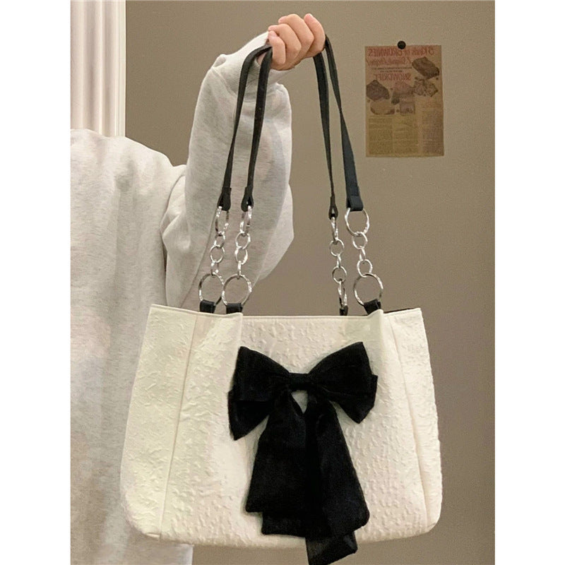 Bow Tote Canvas Shoulder Bag.
