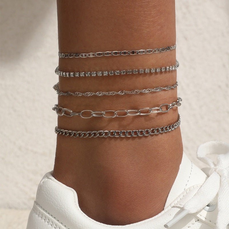 Simple Metal Chain Anklet Set